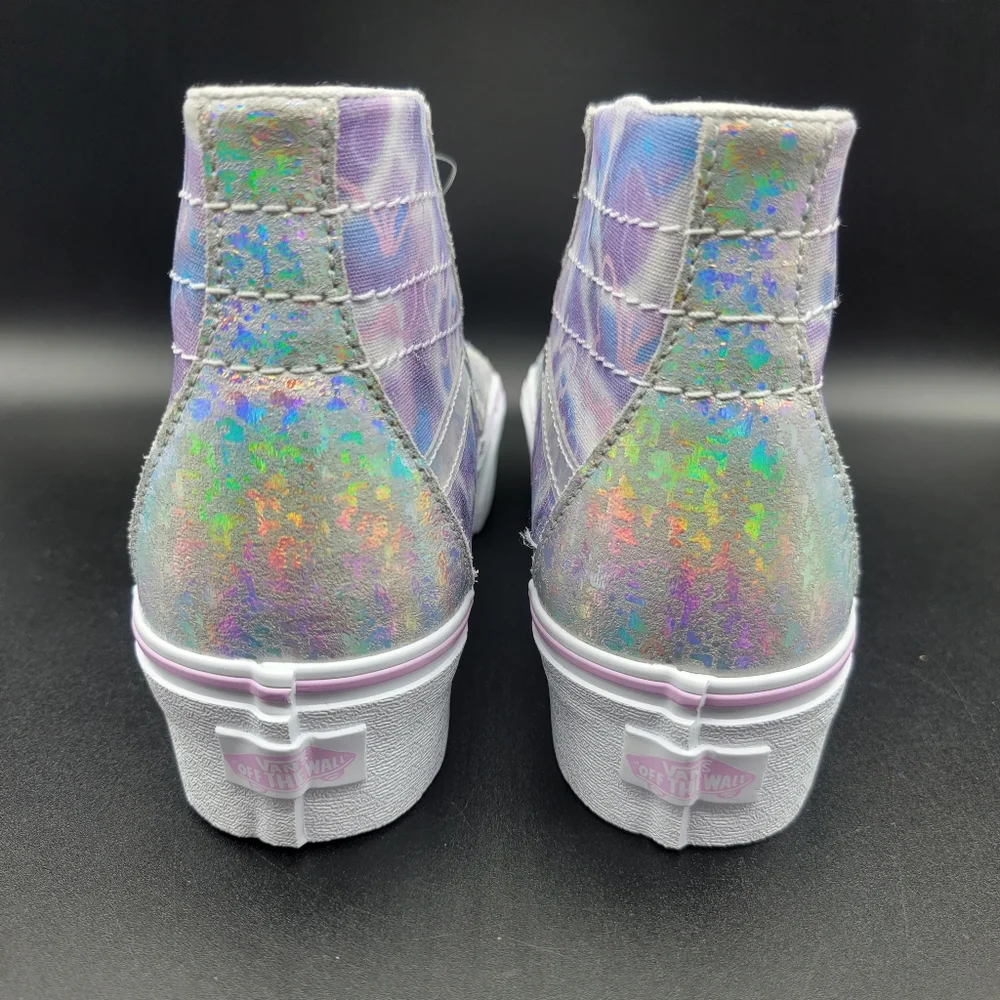 Vans Sk8-Hi Platform Butterfly Silver Purple White Women's Shoes Size 7.5 New